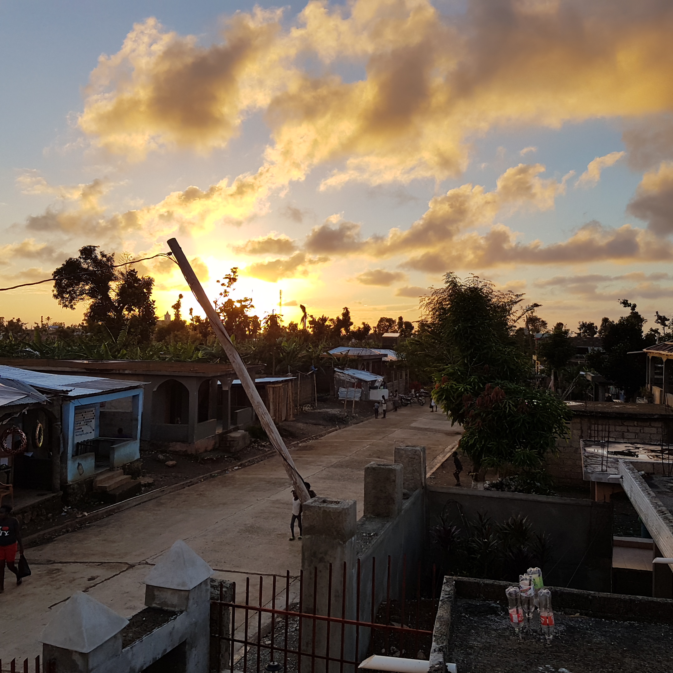 sunset over some houses